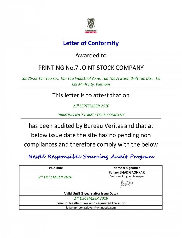 SMETA Certificate của công ty in ấn bao bì IN7 - 1